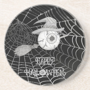 Halloween-Besen, beängstigender Augapfel, Spinnenn Getränkeuntersetzer