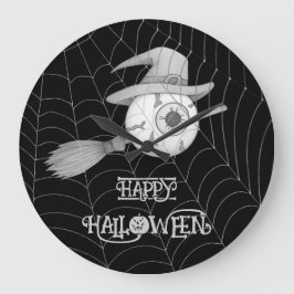 Halloween-Besen, beängstigender Augapfel, Spinnenn Große Wanduhr
