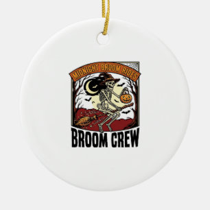Halloween Besenfahrten Vintage-Skelett Hexe Grafik Keramik Ornament