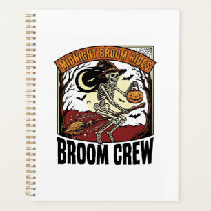 Halloween Besenfahrten Vintage-Skelett-Hexe Grafik Planer