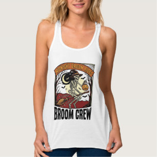 Halloween Besenfahrten Vintage Skelett Hexe Grafik Tank Top