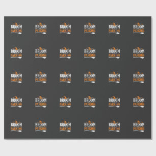 Halloween Besenparkplatz Hexenhut Grafik Geschenkpapier