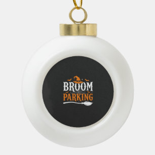 Halloween Besenparkplatz Hexenhut Grafik Keramik Kugel-Ornament