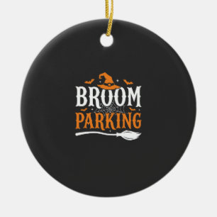 Halloween Besenparkplatz Hexenhut Grafik Keramik Ornament