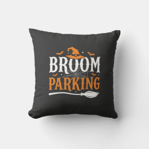 Halloween Besenparkplatz Hexenhut Grafik Kissen