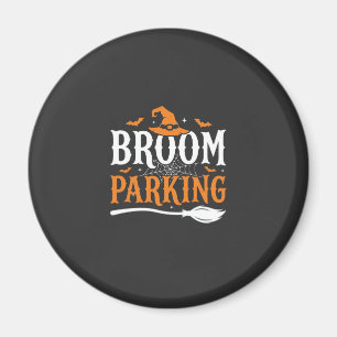Halloween Besenparkplatz Hexenhut Grafik Magnet