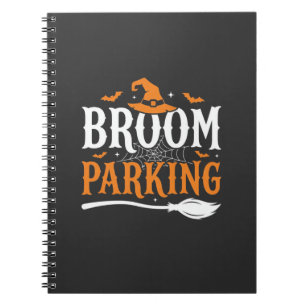 Halloween Besenparkplatz Hexenhut Grafik Notizblock