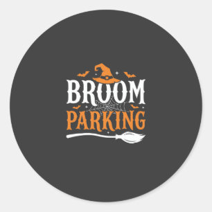 Halloween Besenparkplatz Hexenhut Grafik Runder Aufkleber