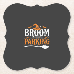 Halloween Besenparkplatz Hexenhut Grafik Untersetzer
