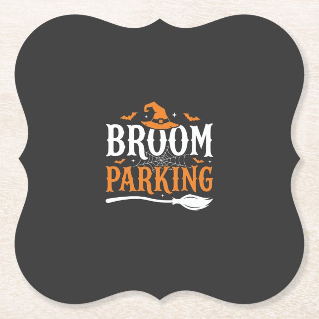 Halloween Besenparkplatz Hexenhut Grafik Untersetzer (Vorderseite)