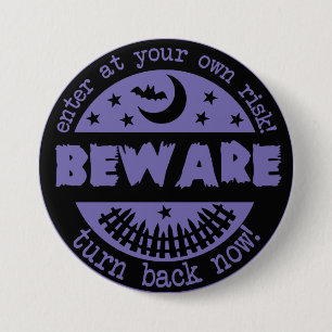 Halloween Beware Spooky Spuk House Button