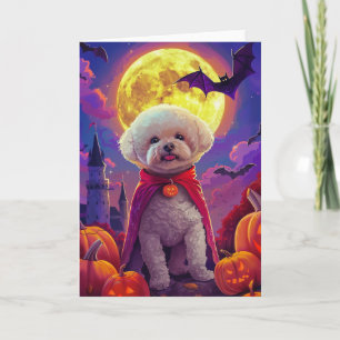 Halloween Bichon Frise Dog Pumpkins Beängstigend Karte