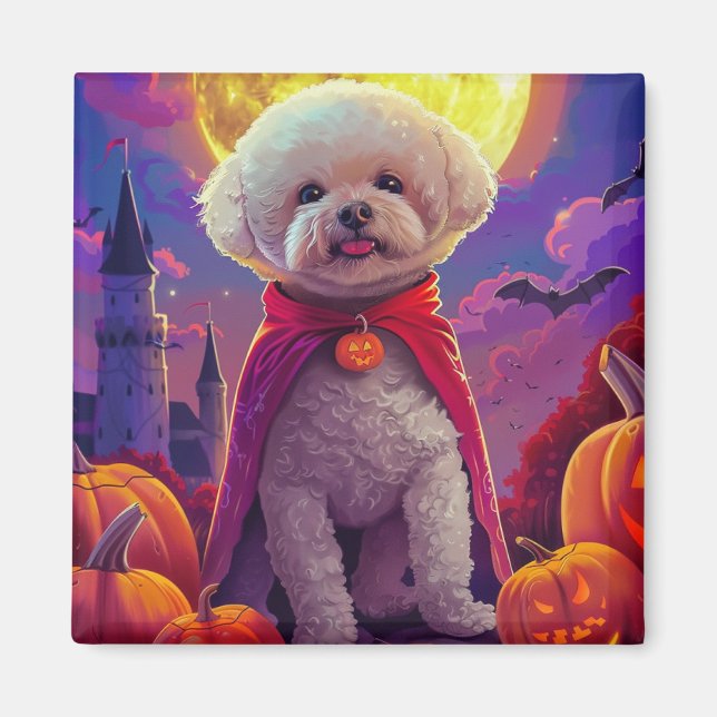 Halloween Bichon Frise Dog Pumpkins Beängstigend Magnet (Vorne)