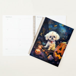 Halloween Bichon Frise mit Pumpkins Beängstigend Planer