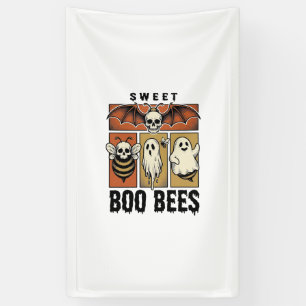 Halloween-Bienen-Wortspiel Vintage-Stich Ghost Bee Banner