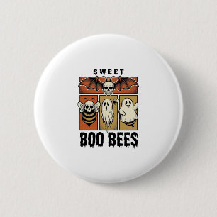 Halloween-Bienen-Wortspiel Vintage-Stich Ghost Bee Button