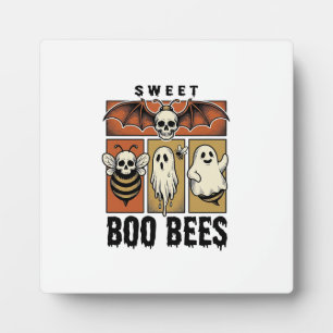 Halloween-Bienen-Wortspiel Vintage-Stich Ghost Bee Fotoplatte