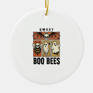 Halloween-Bienen-Wortspiel Vintage-Stich Ghost Bee Keramik Ornament