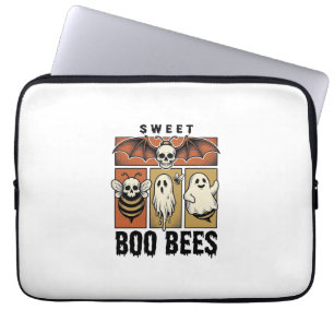 Halloween-Bienen-Wortspiel Vintage-Stich Ghost Bee Laptopschutzhülle