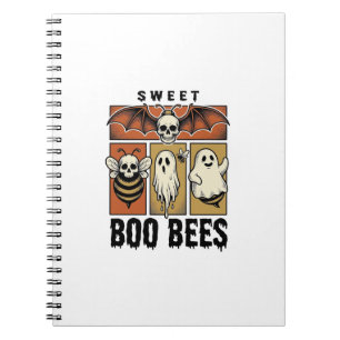 Halloween-Bienen-Wortspiel Vintage-Stich Ghost Bee Notizblock