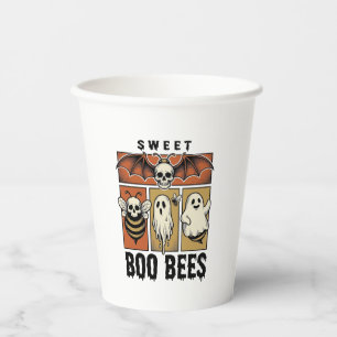 Halloween-Bienen-Wortspiel Vintage-Stich Ghost Bee Pappbecher