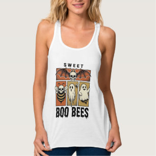 Halloween-Bienen-Wortspiel Vintage-Stich Ghost Bee Tank Top