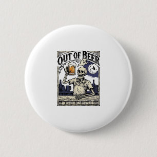 Halloween-Bier-Skelett Vintage-Party Button