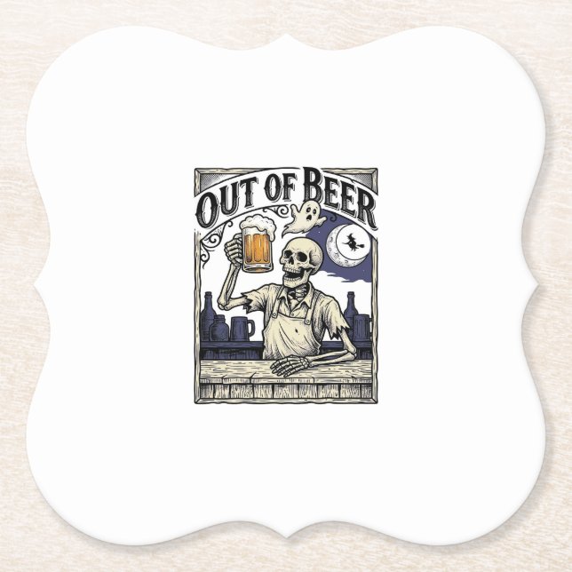 Halloween-Bier-Skelett Vintage-Party Untersetzer (Vorderseite)