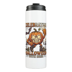 Halloween-Bier-Totenkopf-Kürbis-Fledermaus-Kerze Thermosbecher