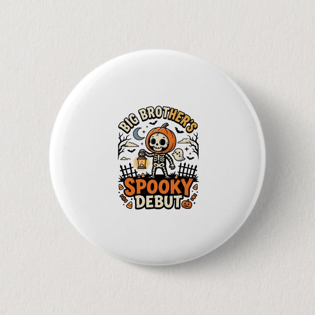 Halloween Big Brother Gruseliger Debüt Button (Vorderseite)