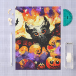 Halloween Big-Eye Bat Jack-o-Lantern Decoupage Seidenpapier