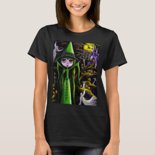 Halloween Big Eye Green Hexe Ghosts Pumpkins T-Shirt