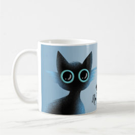 Halloween Big Eyes Black Blue Evil Cat Kaffeetasse