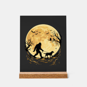 Halloween Bigfoot laufender Labrador unter Vollmon Acrylschild