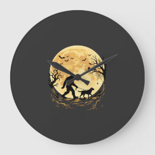 Halloween Bigfoot laufender Labrador unter Vollmon Große Wanduhr