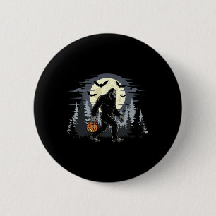 Halloween Bigfoot Sasquatch im Wald Jack-o-l Button