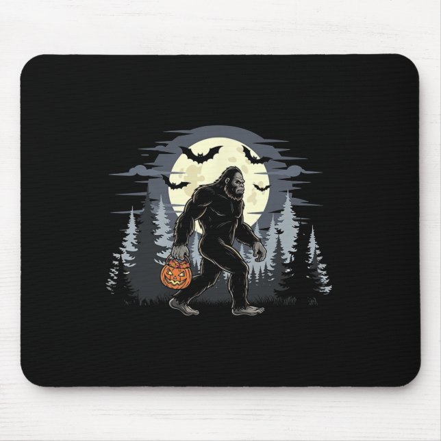 Halloween Bigfoot Sasquatch im Wald Jack-o-l Mousepad (Vorne)
