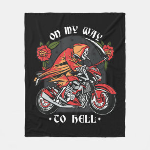 Halloween-Biker-Skelett auf dem Weg zur Hölle Vint Fleecedecke