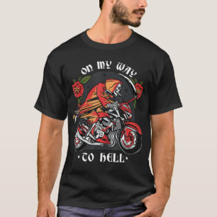 Halloween-Biker-Skelett auf dem Weg zur Hölle Vint T-Shirt