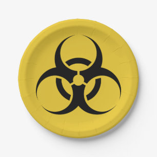 Halloween-Biogefährdung-Symbol gelb u. Schwarzes Pappteller