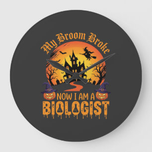 Halloween Biologe Hexe Kürbis Spukhaus De Große Wanduhr