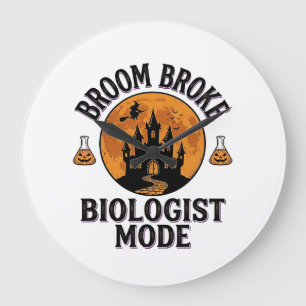 Halloween-Biologe-Shirt Vintage Gruselige Wissensc Große Wanduhr