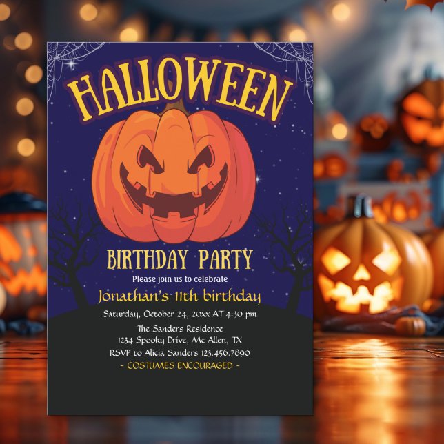 Halloween Birthday Kids Party Spooky Pumpkin Einladung (Von Creator hochgeladen)