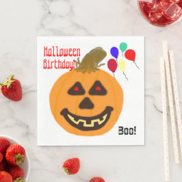 Halloween Birthday Orange Pumpkin Party Balloons Serviette