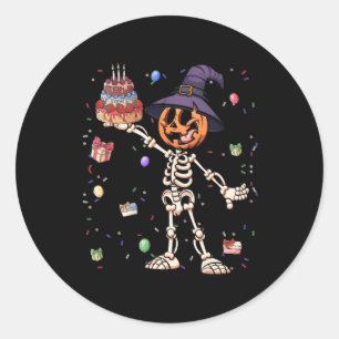 Halloween Birthday Outfit Pupmkin Skeleton Birthda Runder Aufkleber