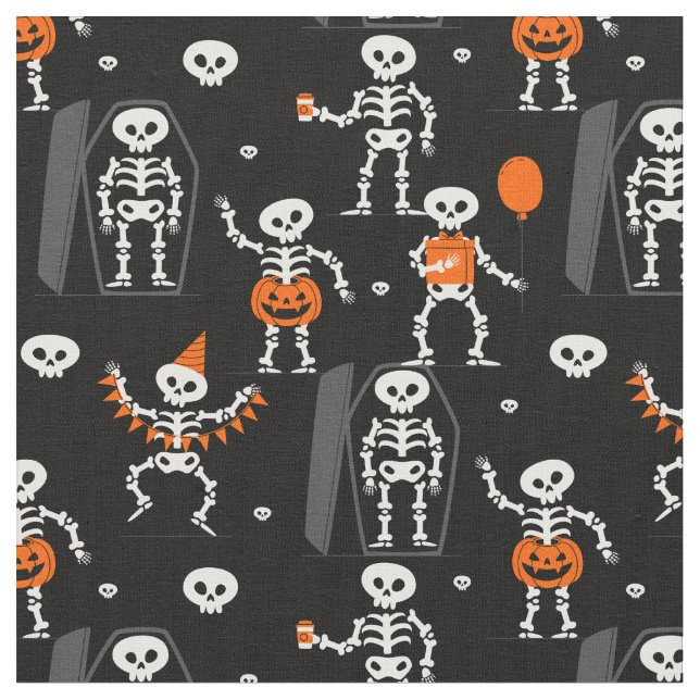 halloween birthday party skeleton coffin skull stoff (Nahaufnahme)