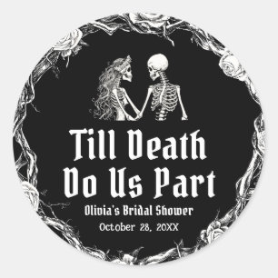 Halloween Bis dass der Tod uns scheidet Brautparty Runder Aufkleber