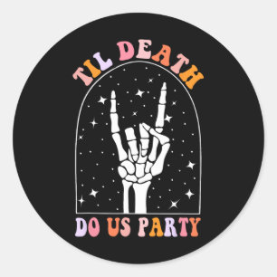 Halloween Bis Dass Der Tod Uns Scheidet Retro Jung Runder Aufkleber