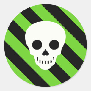 Halloween Black and Green Stripes Muster Runder Aufkleber