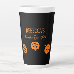 Halloween Black and Orange Pumpkin Spice Latte Tas Milchtasse